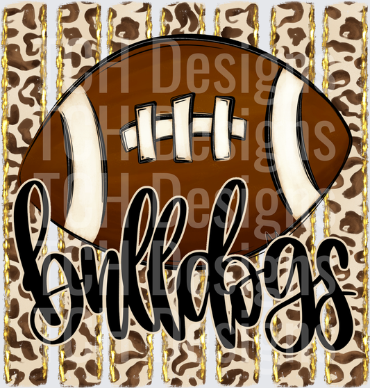 Bulldogs Football Leopard Print Gold Stripe Gameday Design