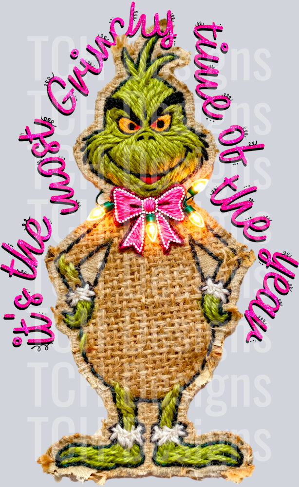 It’s the most grinchy time of the year faux burlap HWDS