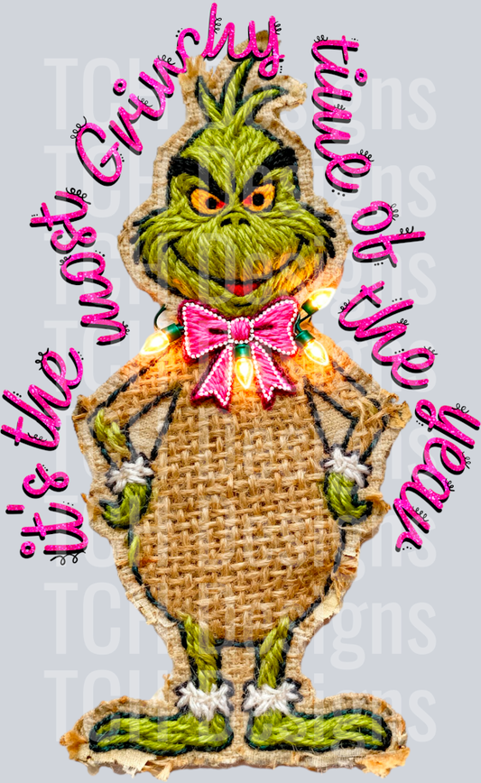 It’s the most grinchy time of the year faux burlap HWDS