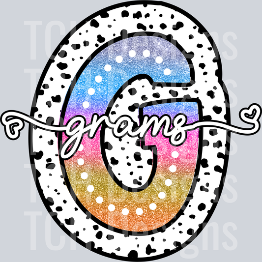 GRAMS-TIE DYE DOTTIE NAMES