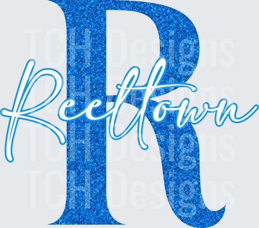 Reeltown Blue Glitter Letter R Script Design
