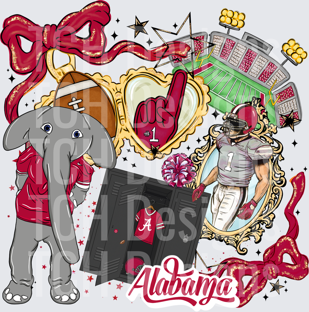 Alabama Crimson Tide Big Al Mascot Football Collage