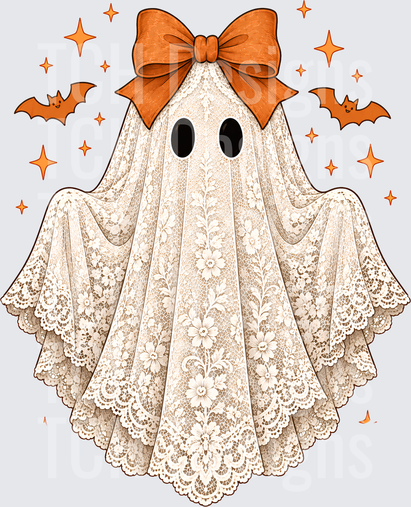 Cute Coquette Halloween Lace Ghost Bow