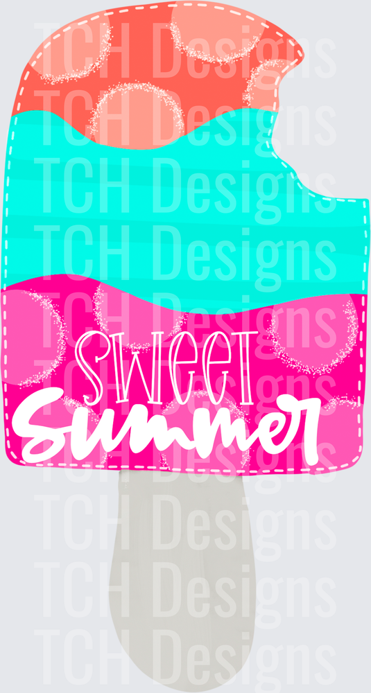 Sweet Summer Popsicle with Pink and Teal Colors