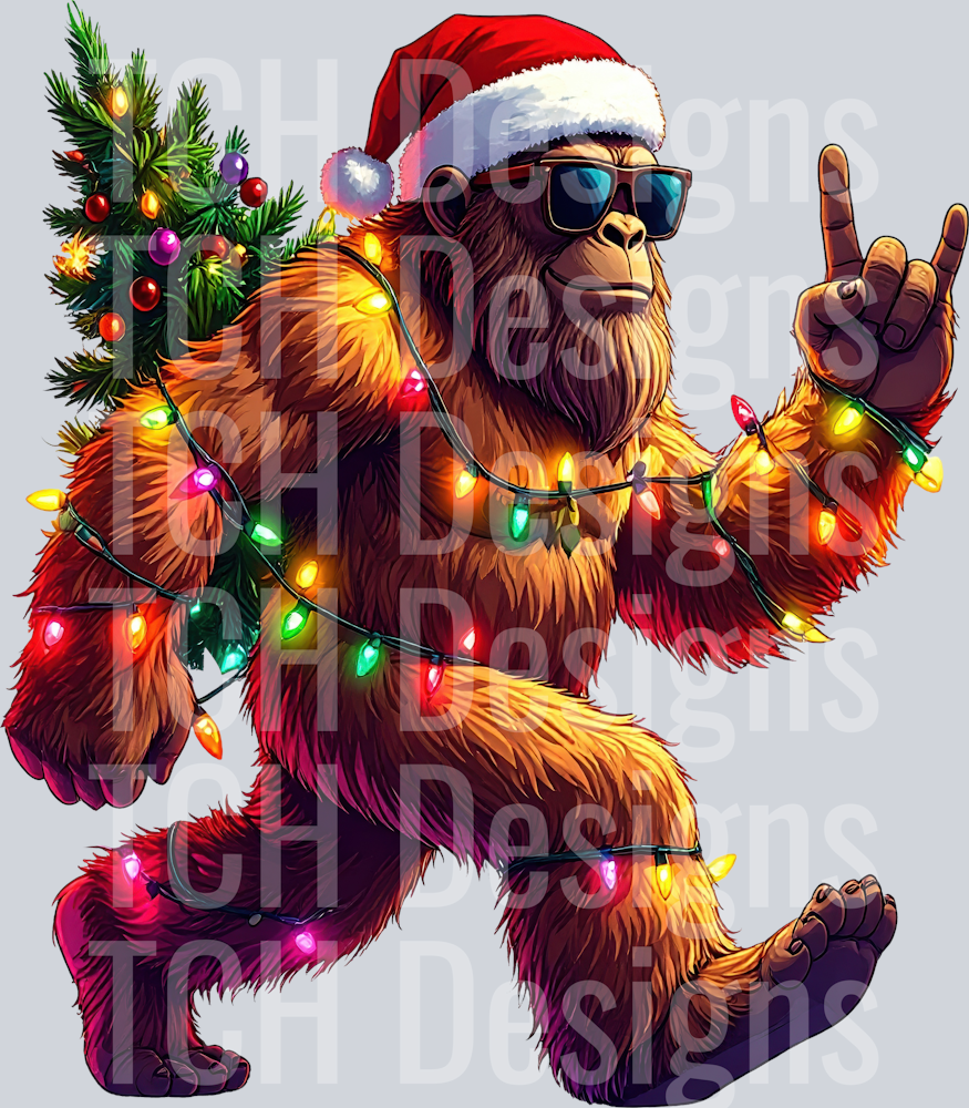 Funny Christmas Lit Sasquatch