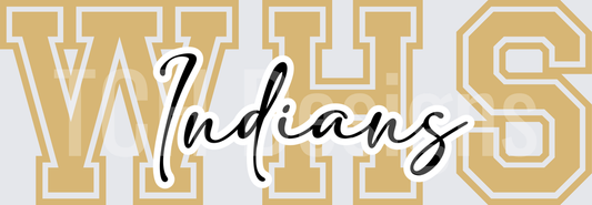 WHS Indians Gold Varsity Letter School Spirit Design