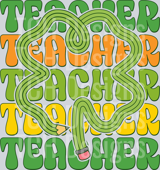 Teacher St. Patricks Day PNG, Pencil Shamrock
