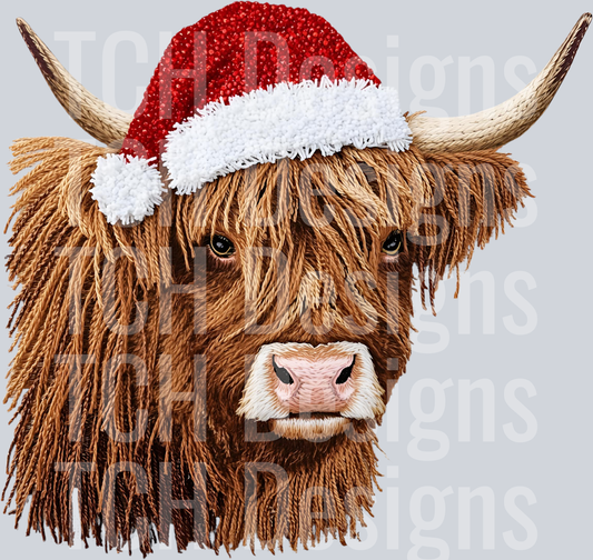 CHRISTMAS HIGHLAND COW FAUX YARN