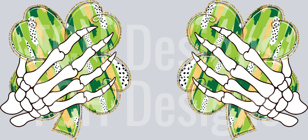 Skeleton Hand Shamrock Patch - St. Patrick_s Day - Copy