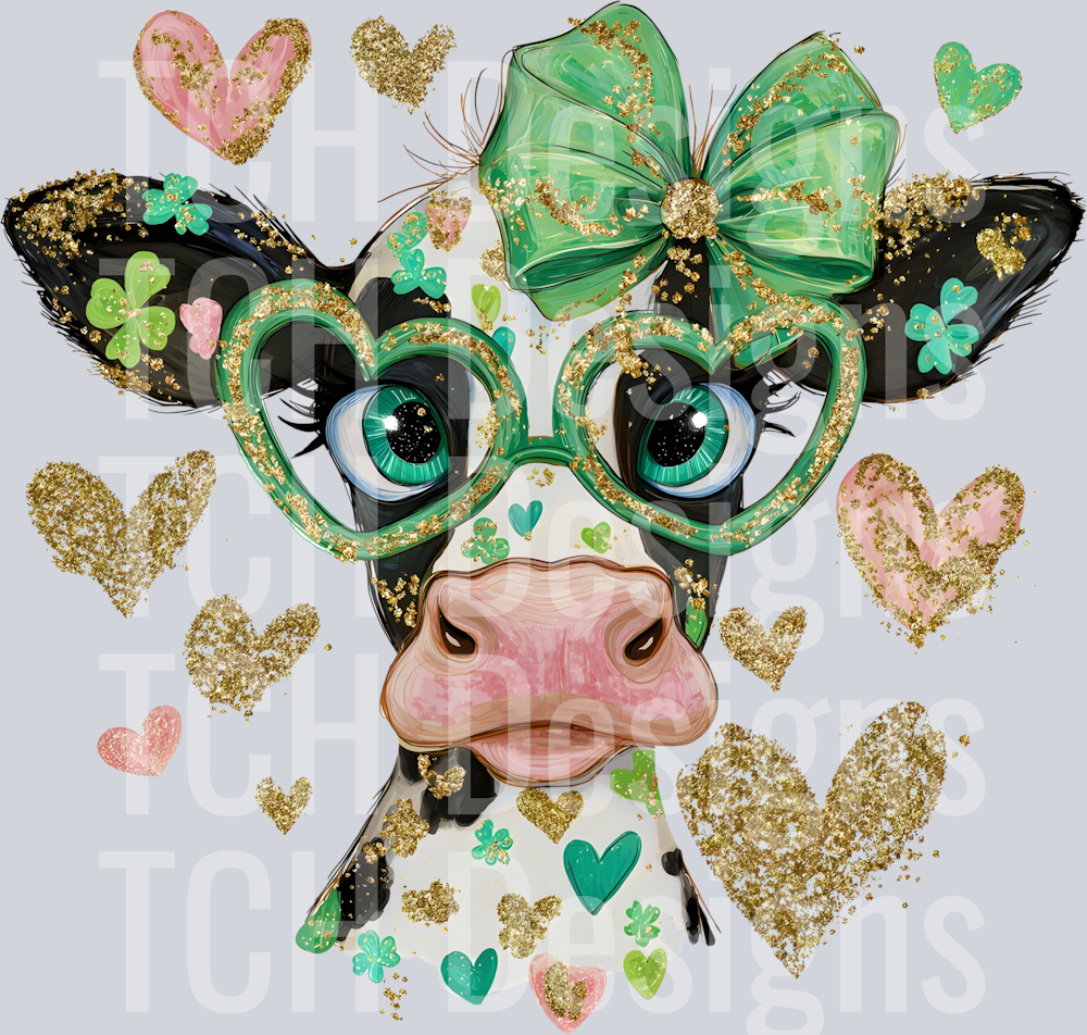 ST PATRICKS DAY COW GLITTER