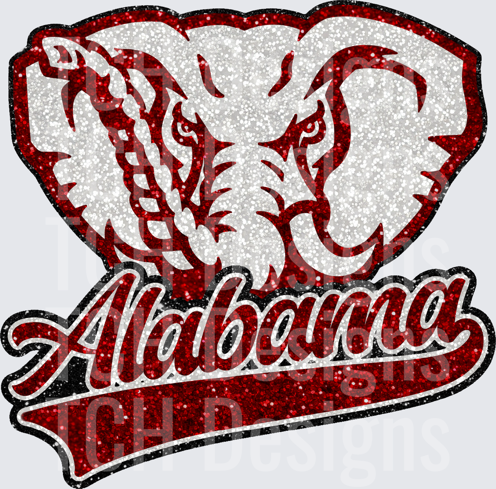 Alabama Crimson Tide Elephant Logo Glitter Design
