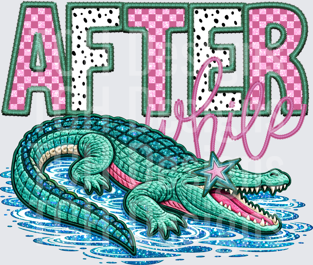 Alligator After the Storm Embroidered Patch Design with Star Sunglasses