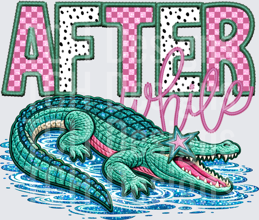 Alligator After the Storm Embroidered Patch Design with Star Sunglasses