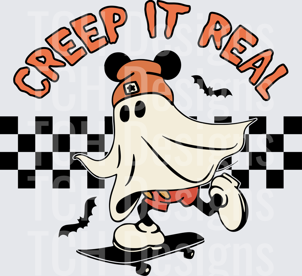 Creep It Real Mickey Ghost Skater Halloween Checkered