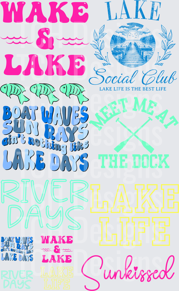 Lake Life Quote Collection with Social Club and River Days Text