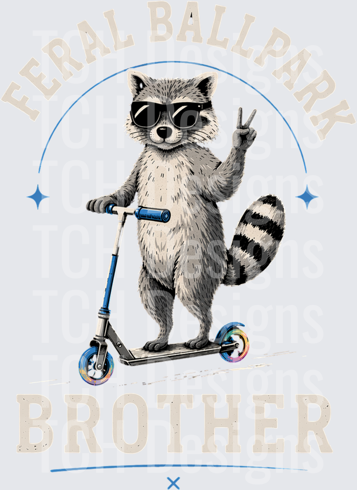 Cool Raccoon on Scooter Peace Sign Feral Ballpark Brother