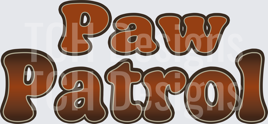 Paw Patrol Bold Retro Brown Gradient Text Logo