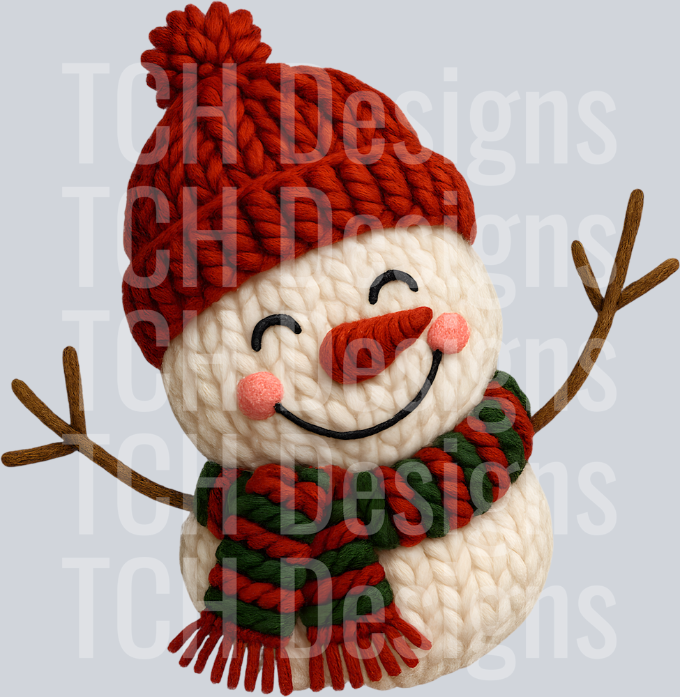 SNOWMAN FAUX EMBROIDERY RED HAT (1)