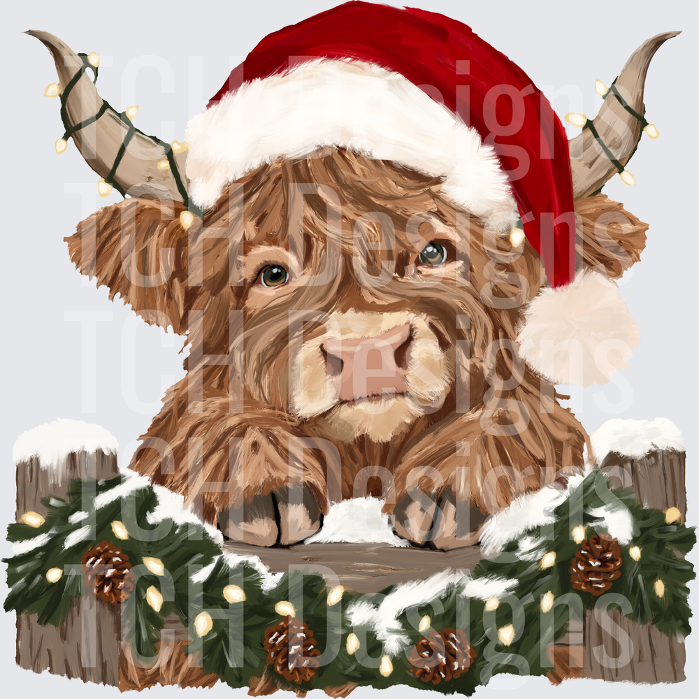 Christmas highland cow