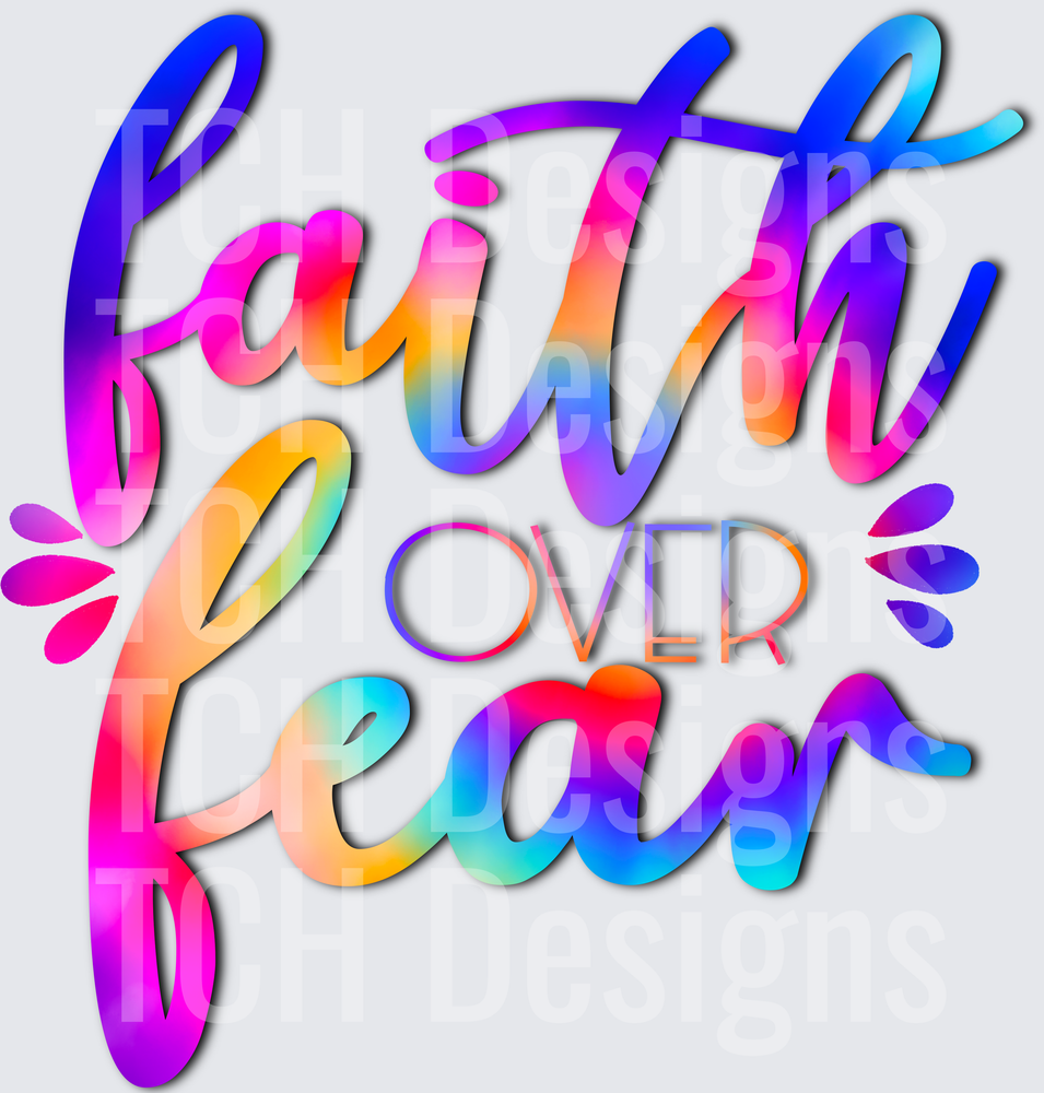 Faith Over Fear Rainbow Gradient Inspirational Typography