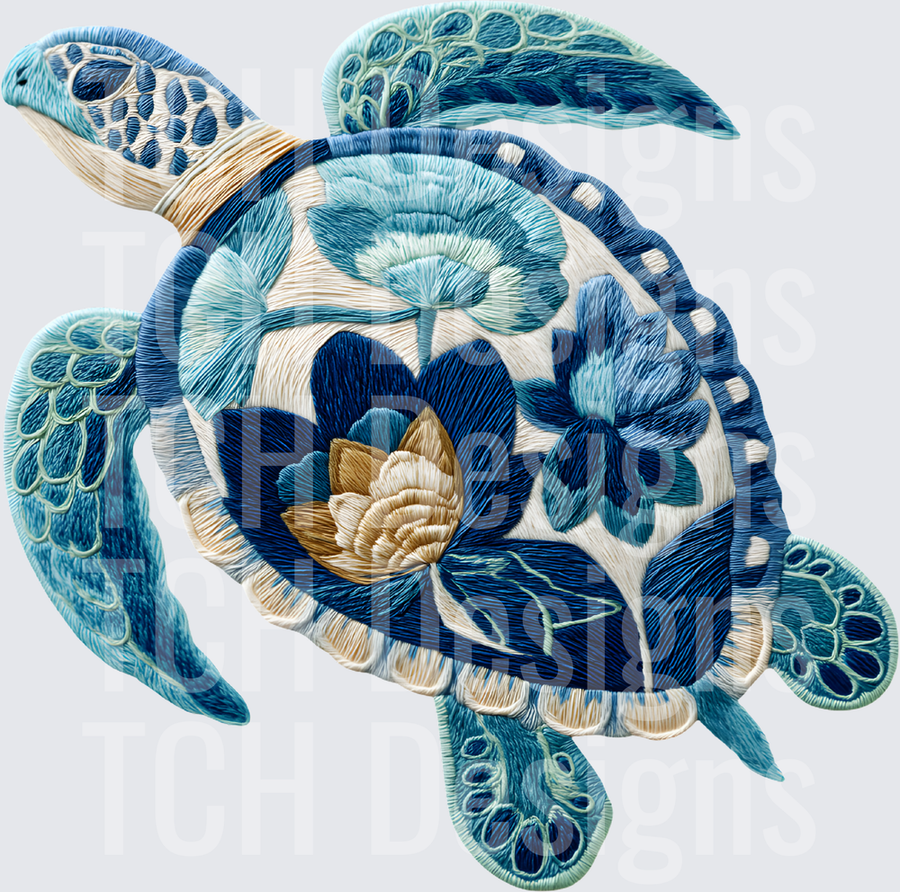 SEA TURTLE FAUX EMBROIDERY