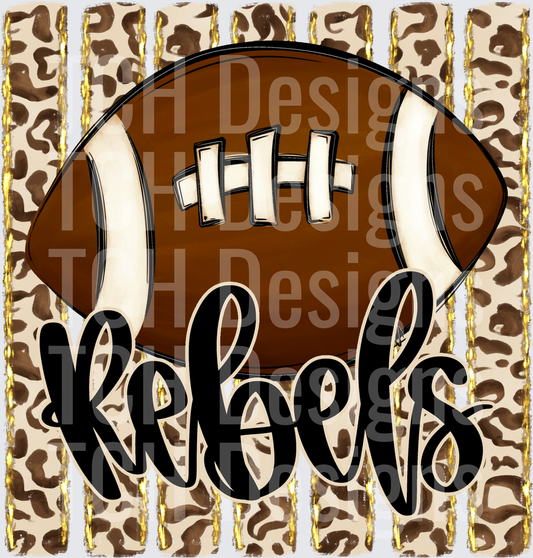 Rebels Football Leopard Print Gold Stripe Design
