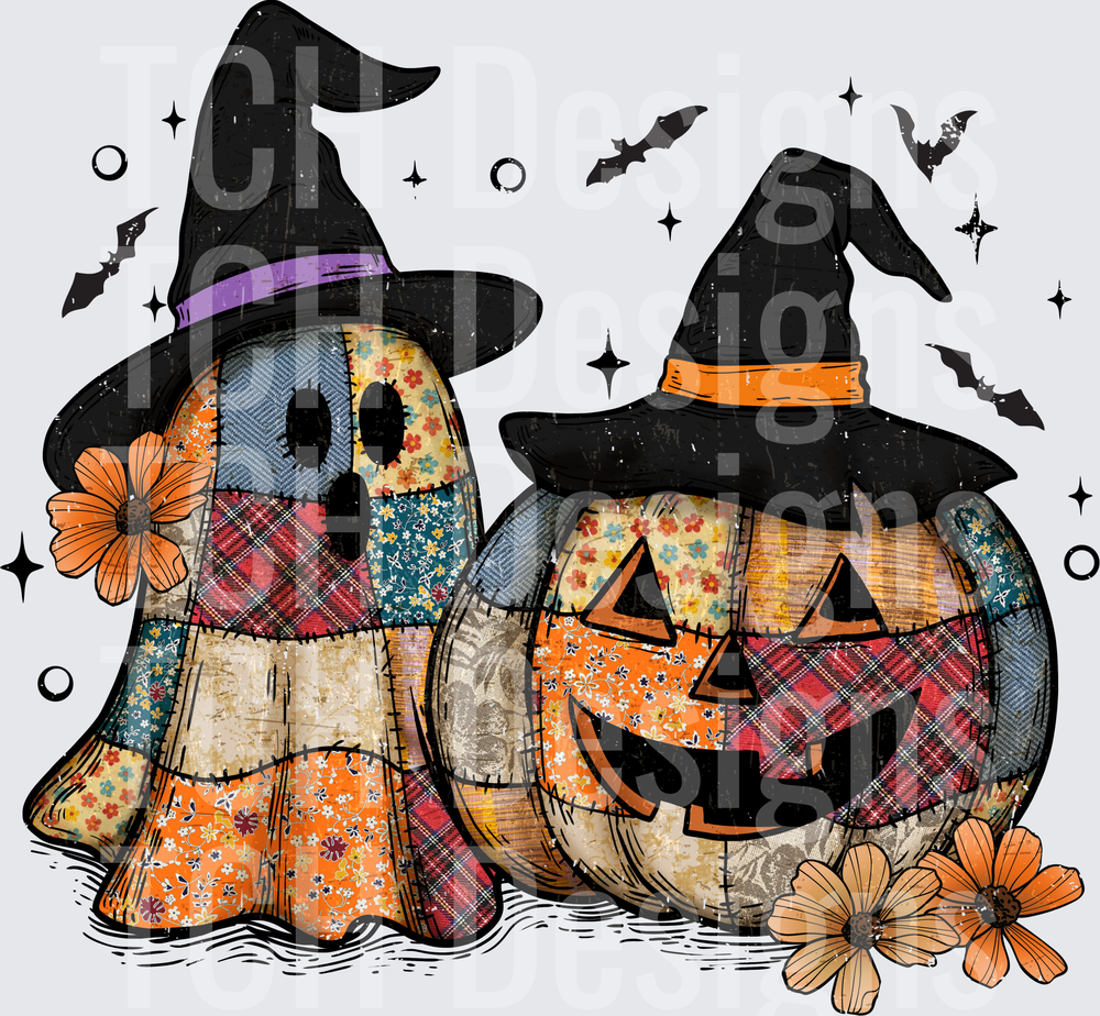 Vintage Pumpkins and Ghost