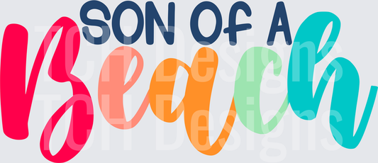 Son of a Beach Colorful Rainbow Text Design