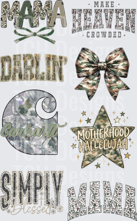 Camo Gang Sheet Mama Darlin Carhartt Motherhood Blessed