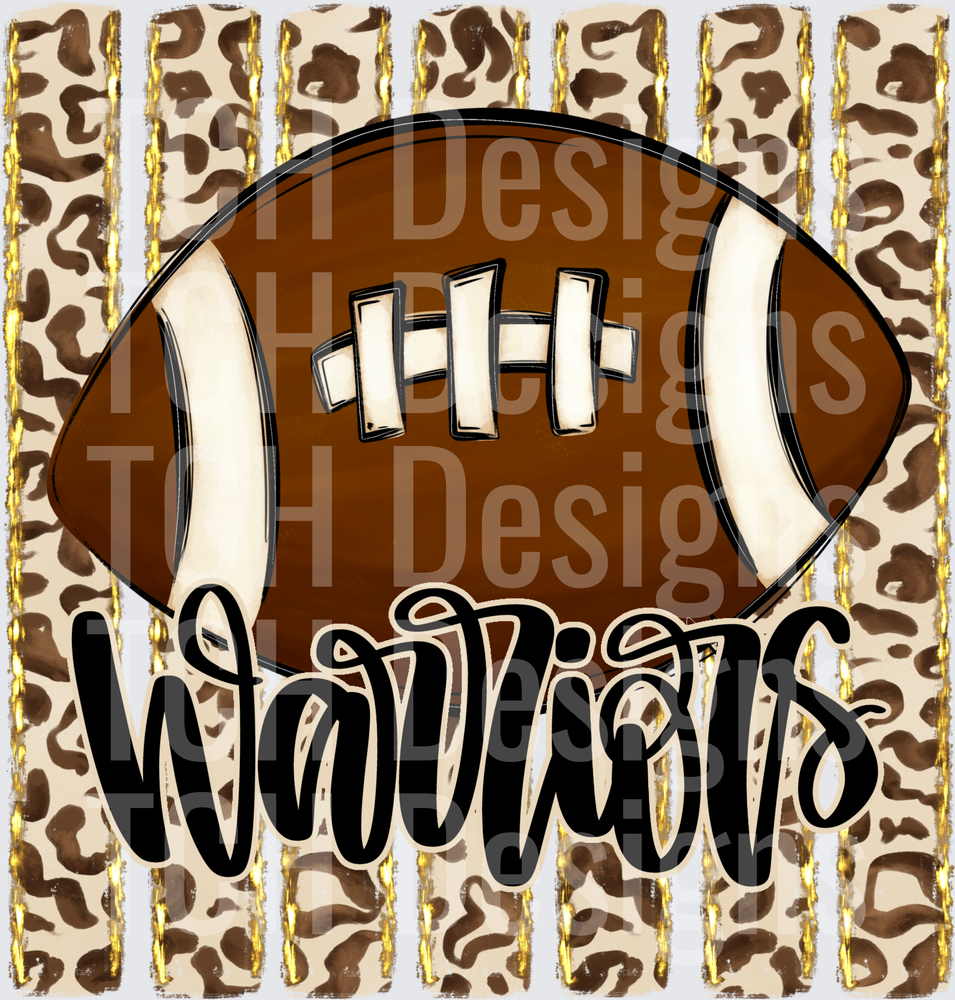 Warriors Football Leopard Print Gold Stripe Design