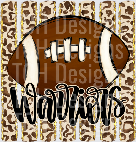 Warriors Football Leopard Print Gold Stripe Design