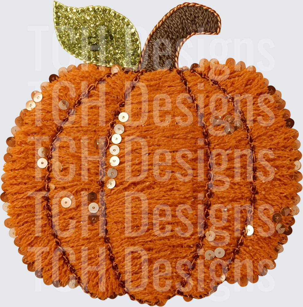 Sequin Embroidered Pumpkin with Glitter Leaf Fall Patch