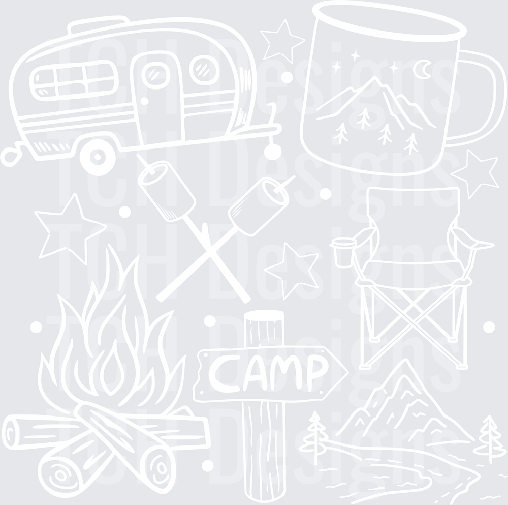CAMPING DOODLE COLLAGE