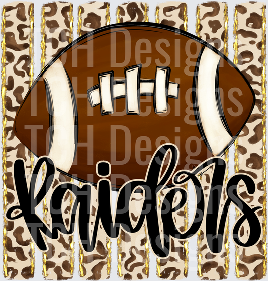 Raiders Football Leopard Print Gold Stripe Design
