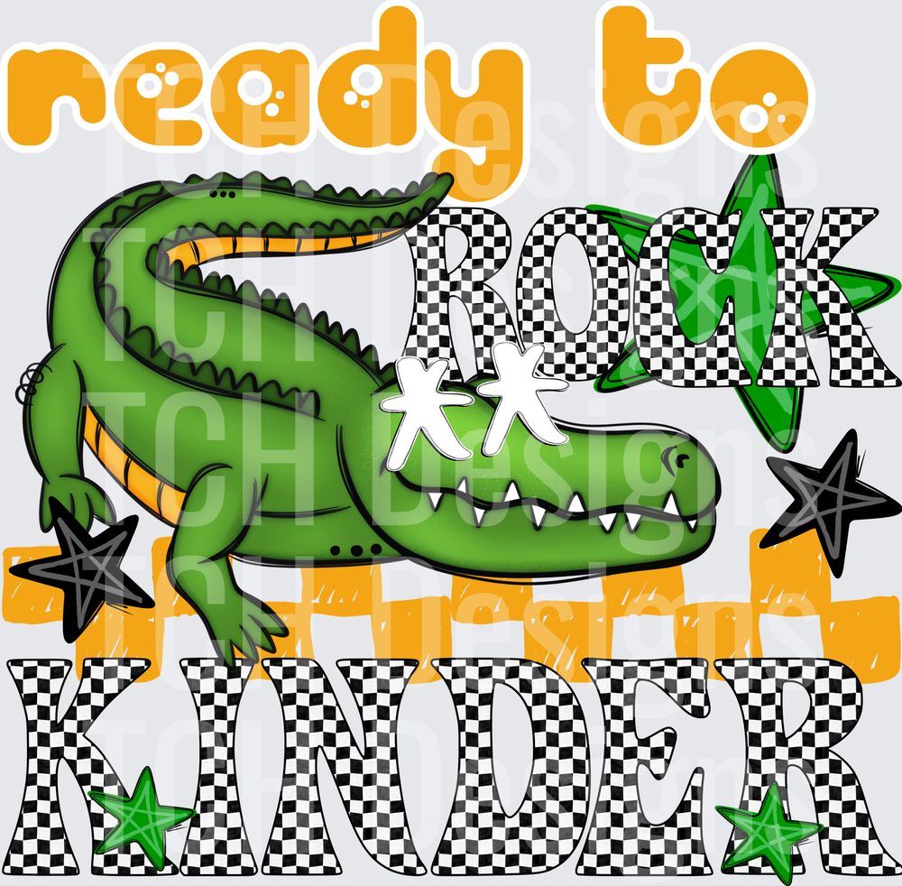 Ready To Rock Kinder Alligator Checkered Stars Back To School