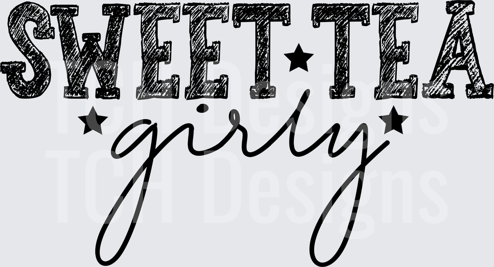Sweet Tea Girly Stars Western Typography Design