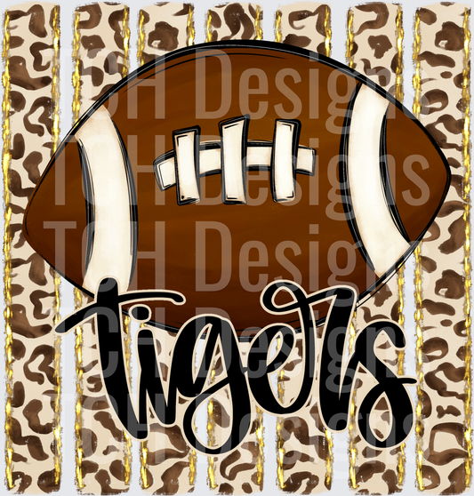 Tigers Football Leopard Print Stripe Mascot Design
