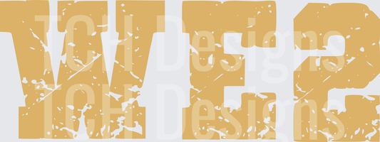 Distressed Gold Block Letter WE2 Varsity Typography