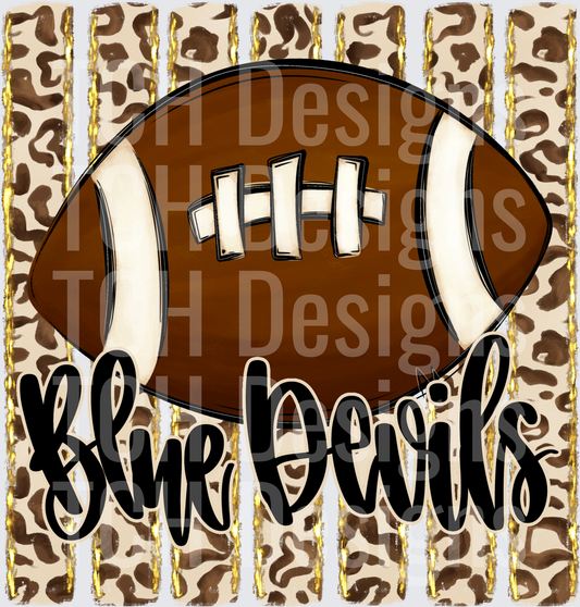 Blue Devils Football Leopard Print Stripe Design