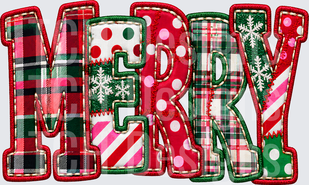 MERRY PLAID FAUX EMBROIDERY