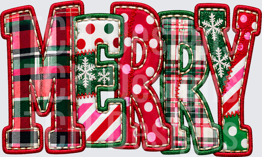 MERRY PLAID FAUX EMBROIDERY