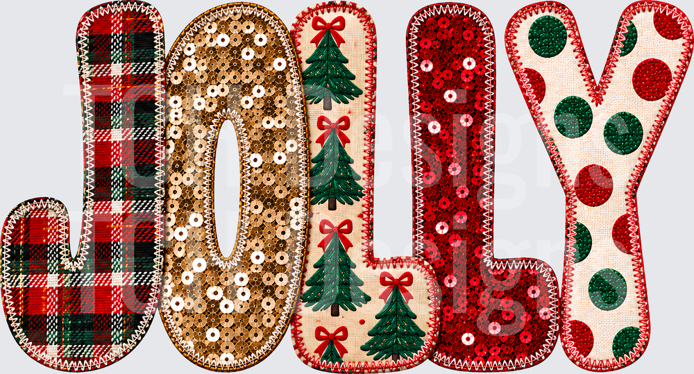 JOLLY CHRISTMAS FAUX EMBROIDERY