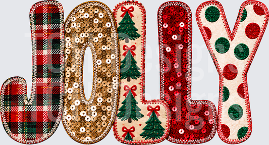 JOLLY CHRISTMAS FAUX EMBROIDERY