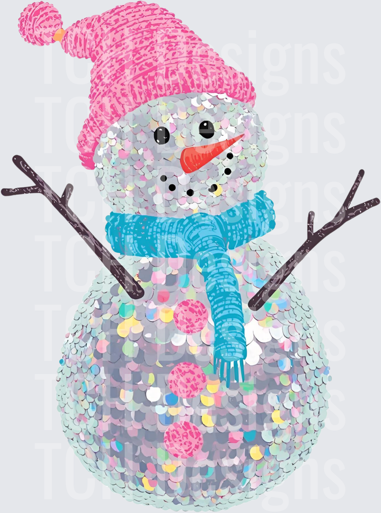 SNOWMAN SEQUIN PINK HAT
