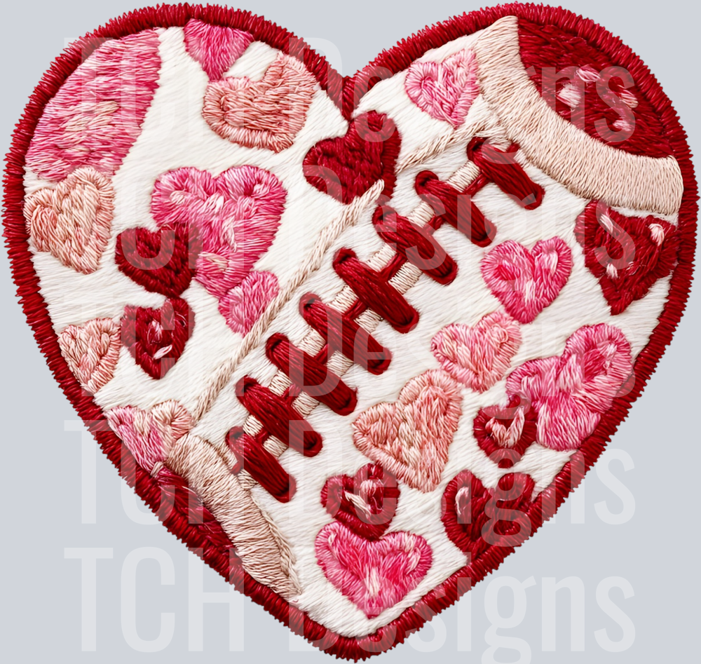HEART FOOTBALL FAUX EMBROIDERY