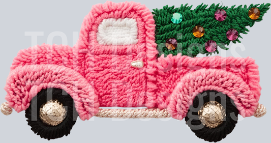 PINK CHRISTMAS TRUCK FAUX YARN