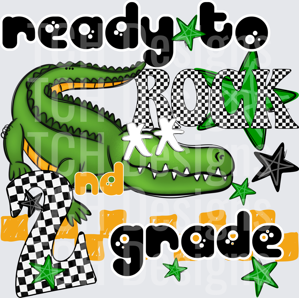 Ready To Rock 2nd Grade Alligator Checkered Stars