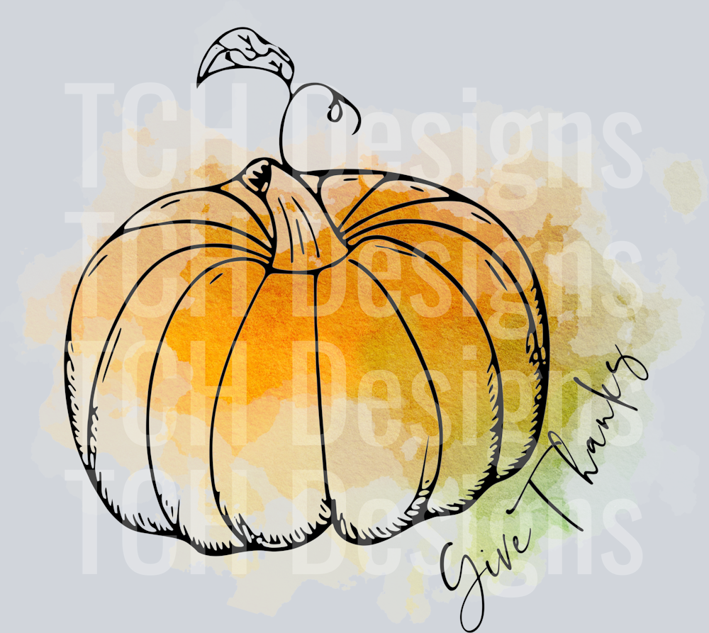 give thanks watercolor pumpkin