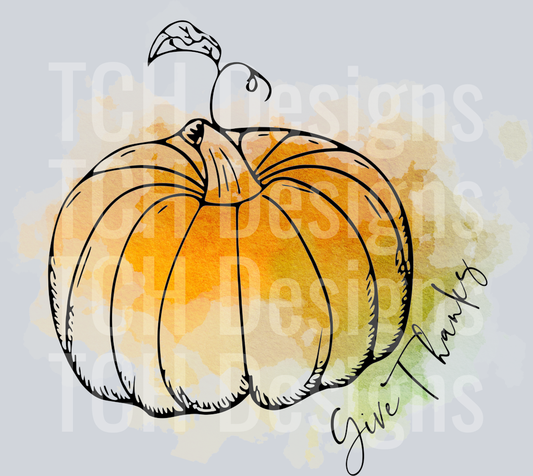 give thanks watercolor pumpkin