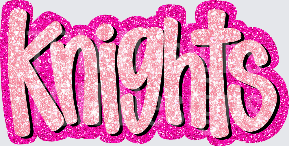 Knights Pink Glitter Bubble Letter Mascot Design